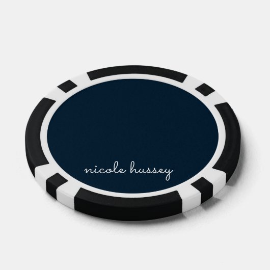 Blue Script | Stilvolle Monogram Modern Pokerchips (Einzeln)
