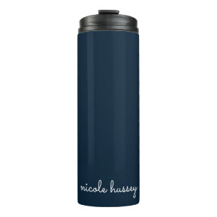 Blue Script   Stilvolle Monogram Modern Thermosbecher