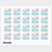 Blue Script Sweet Modern Boy Birth Foto Quadratischer Aufkleber (Blatt)
