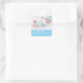 Blue Script Sweet Modern Boy Birth Foto Quadratischer Aufkleber (Tasche)