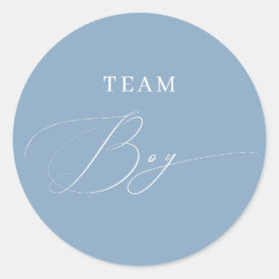Blue Script Team Boy Gender Reveal Runder Aufkleber