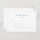 Blue Script Wappen Monogram RSVP Card Hochzeiten Einladung (Vorne/Hinten)