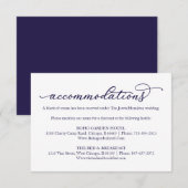 Blue Script Wedding Hotel Accommodation Card RSVP Karte (Vorne/Hinten)