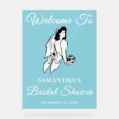 Blue Script Weihnachts-Brautparty Willkommen Acrylschild (Vorderseite)