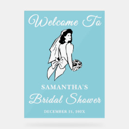 Blue Script Weihnachts-Brautparty Willkommen Acrylschild