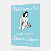 Blue Script Weihnachts-Brautparty Willkommen Acrylschild (Winkel)