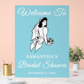 Blue Script Weihnachts-Brautparty Willkommen Acrylschild (Hochzeit)