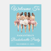 Blue Script Winter Junggeselinnen-Abschied Willkom Acrylschild (Vorderseite)