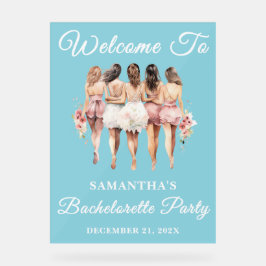 Blue Script Winter Junggeselinnen-Abschied Willkom Acrylschild