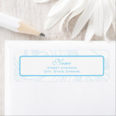 Blue Scroll Christening Address Label (Insitu)