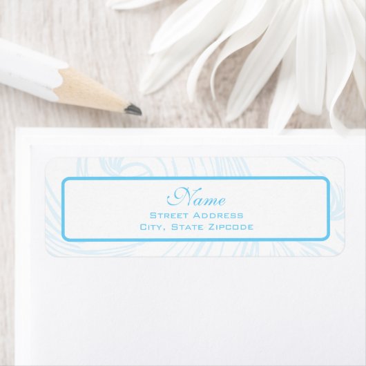 Blue Scroll Christening Address Label (Insitu)