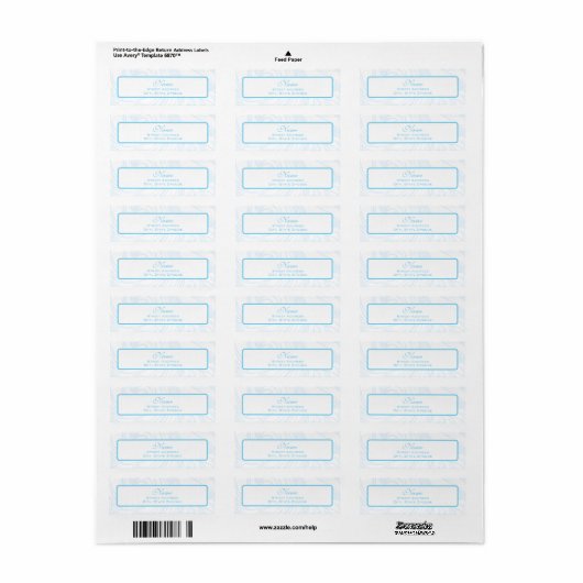 Blue Scroll Christening Address Label (Vorne)