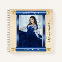Blue Scroll Foto Quinceañera Budget Gästebuch