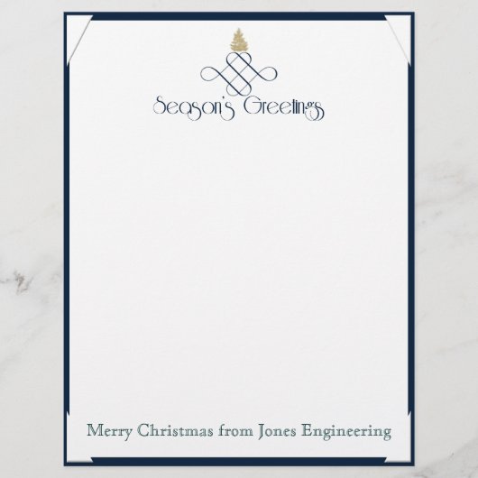 Blue Scroll mit Small Gold Weihnachtsbaum (Vorderseite)