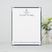 Blue Scroll mit Small Gold Weihnachtsbaum (Stehend Vorderseite)
