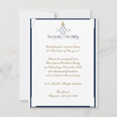 Blue Scroll mit Small Gold Weihnachtsbaum Einladung (Vorderseite)