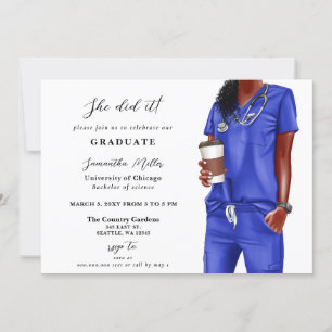 Blue Scrubs Nurse Foto Sie tat es Abschluss Einladung
