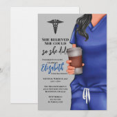 Blue Scrubs Nursing School Abschluss Einladung (Vorne/Hinten)