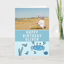 Blue Sea Animals Crab Muschel Boy Birthday Foto