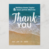 Blue Sea Beach Hochzeit Vielen Dank Postkarte (Vorderseite)