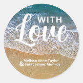 Blue Sea Beach Wedding Gefallen Runder Aufkleber (Vorderseite)