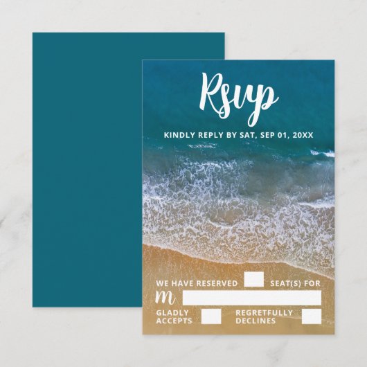 Blue Sea Beach Wedding UAWG RSVP Karte (Vorne/Hinten)