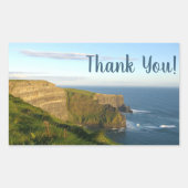 Blue Sea Cliffs und Sky Foto Vielen Dank, dass ihr Rechteckiger Aufkleber (Vorderseite)