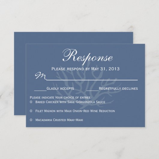 Blue Sea Coral UAWG Response Cards RSVP Karte (Vorne/Hinten)