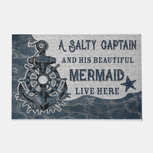 Blue Sea Design Doormat, Sommer Vintag Fußmatte (Vorderseite)