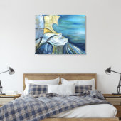 Blue Sea Goddess Surreal Whimsisfantasy Mystic Leinwanddruck (Insitu (Schlafzimmer))