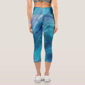 Blue Sea Green Agate Texture Capri Leggings (Rückseite)