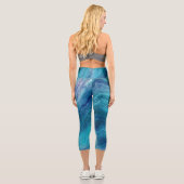 Blue Sea Green Agate Texture Capri Leggings (Rückseite)