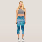Blue Sea Green Agate Texture Capri Leggings (Vorderseite)
