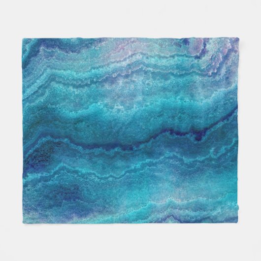 Blue Sea Green Agate Texture Fleecedecke (Vorderseite (Horizontal))