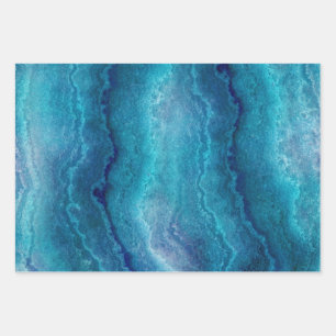 Blue Sea Green Agate Texture Geschenkpapier Set