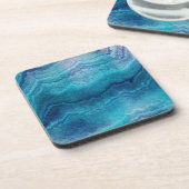 Blue Sea Green Agate Texture Getränkeuntersetzer (Linke Seite)