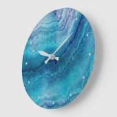 Blue Sea Green Agate Texture Große Wanduhr (Winkel)