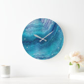 Blue Sea Green Agate Texture Große Wanduhr (Zuhause)