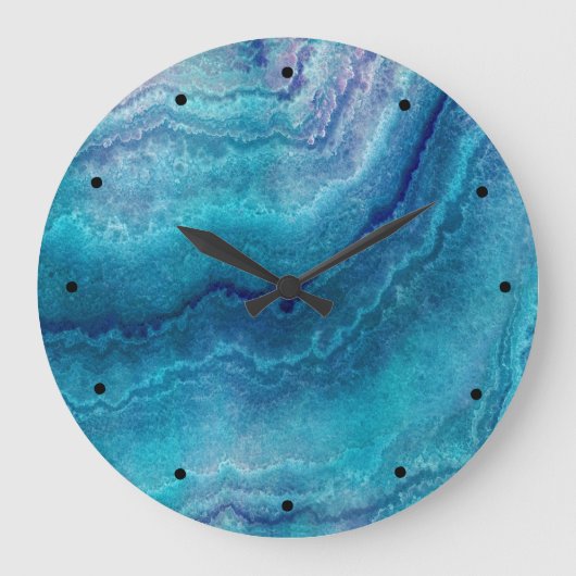 Blue Sea Green Agate Texture Große Wanduhr (Vorderseite)