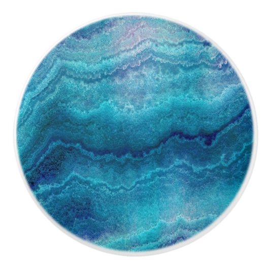 Blue Sea Green Agate Texture Keramikknauf (Vorderseite)