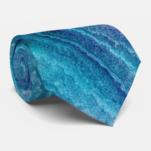 Blue Sea Green Agate Texture Krawatte (Gerollt)