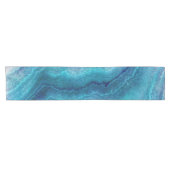 Blue Sea Green Agate Texture Kurzer Tischläufer (Horizontal)