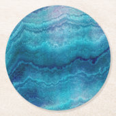 Blue Sea Green Agate Texture Runder Pappuntersetzer (Vorderseite)