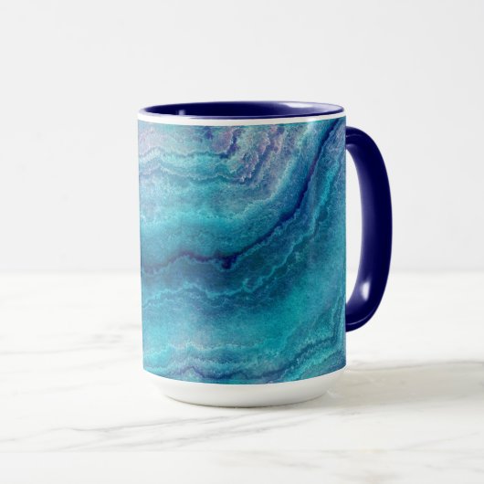 Blue Sea Green Agate Texture Tasse (VorderseiteRechts)