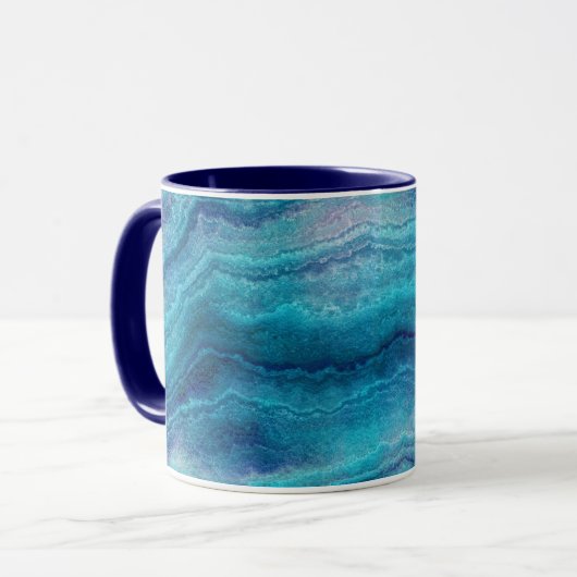 Blue Sea Green Agate Texture Tasse (Vorderseite Links)