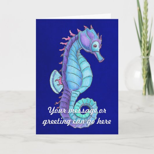 Blue Sea Horse Card Karte (Vorderseite)