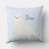 Blue Sea Lion Arctic Animal Kinderzimmer Monogram  Kissen (Rückseite)