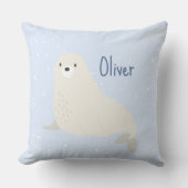 Blue Sea Lion Arctic Animal Kinderzimmer Monogram  Kissen (Vorderseite)