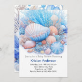 Blue Sea Muschel Blissful Beach Baby Dusche Einladung (Vorne/Hinten)