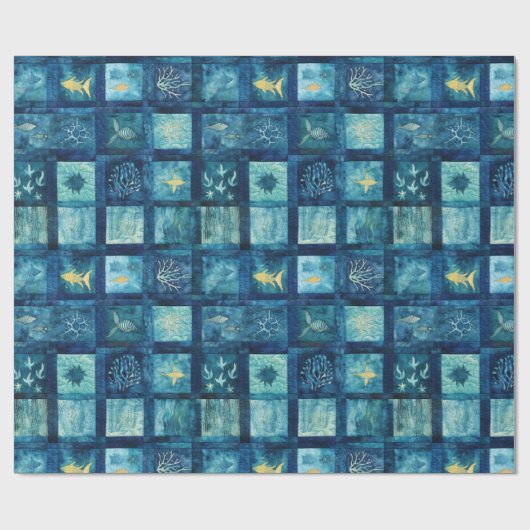 Blue Sea Ocean Beach Geschenkpapier (Flach)